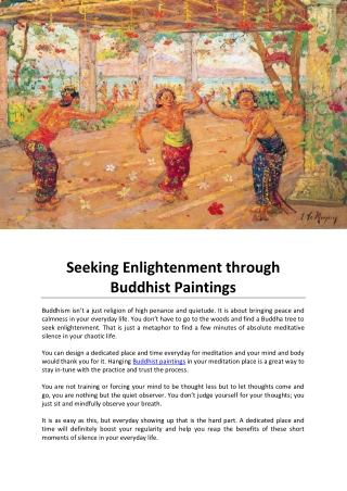 Seeking Enlightenment through Buddhist Paintings