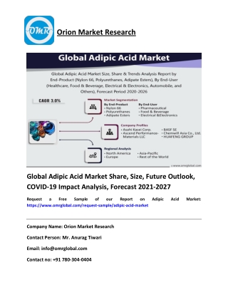 Global Adipic Acid Market Share, Size, Future Outlook, COVID-19 Impact Analysis, Forecast 2021-2027