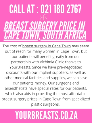Breast Surgery Price in Cape Town, South Africa