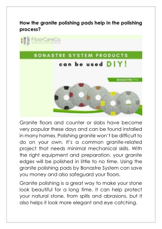 Granite polishing pads for flawless results