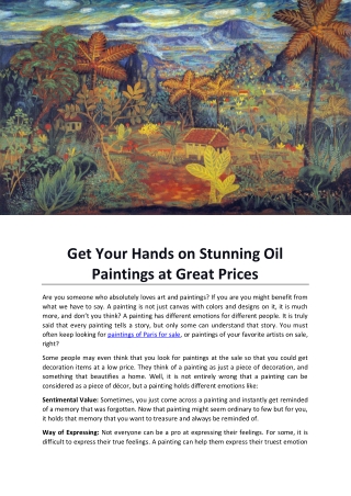 Get Your Hands on Stunning Oil Paintings at Great Prices