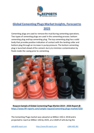 Global Cementing Plugs Market Insights, Forecast to 2025