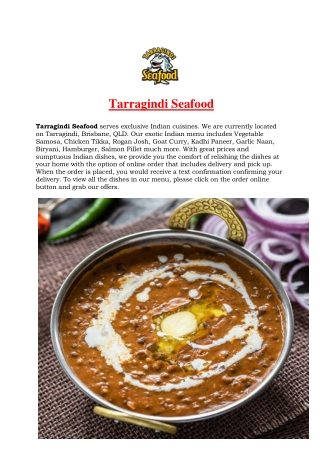 10% Off - Tarragindi Seafood Indian Restaurant Menu, QLD