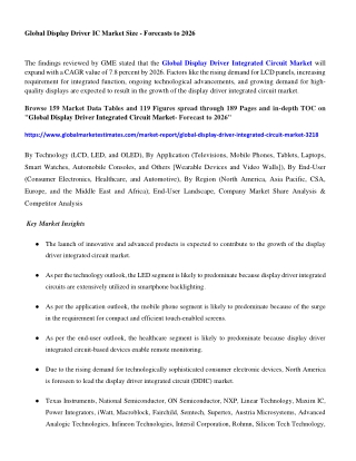 Display Driver Integrated Circuit Market Size - Forecasts to 2026