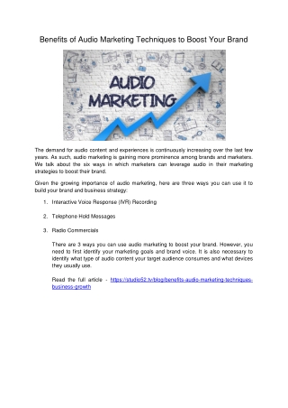 Benefits of Audio Marketing Techniques to Boost Your Brand