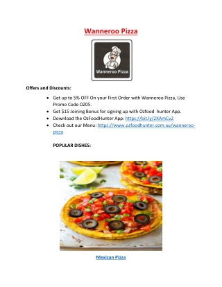 Wanneroo Pizza Menu Takeaway, WA - 5% off