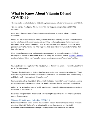 What to Know About Vitamin D and COVID-19