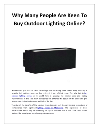 Why Many People Are Keen To Buy Outdoor Lighting Online