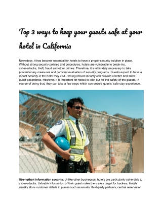 Top 3 ways to keep your guests safe at your hotel in California (1)