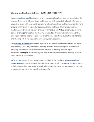 What is the best washing machine repair center in Dubai-converted