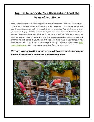 Patio Area Development Ideas to Improve Your Home's Outdoor Appearance