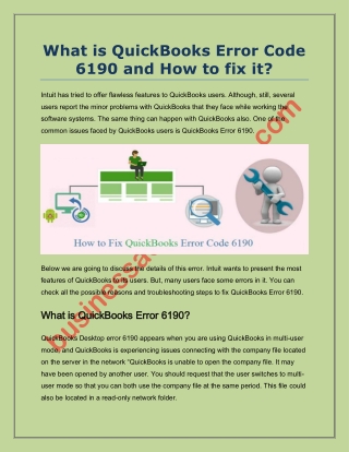 How to Resolve QuickBooks Error 6190 step by step?