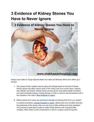 3 Evidence of Kidney Stones You
