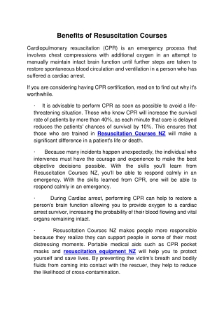 Benefits of Resuscitation Courses