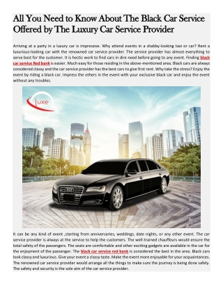 All You Need to Know About The Black Car Service Offered by The Luxury Car Service Provider