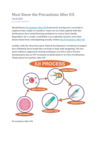 Must Know the Precautions After IUI.