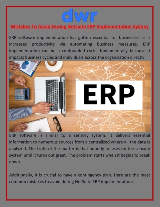 Mistakes To Avoid During Netsuite ERP Implementation Sydney