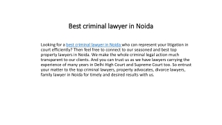 Best Criminal Lawyer in Noida