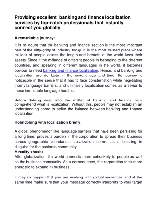 banking and finance localization services
