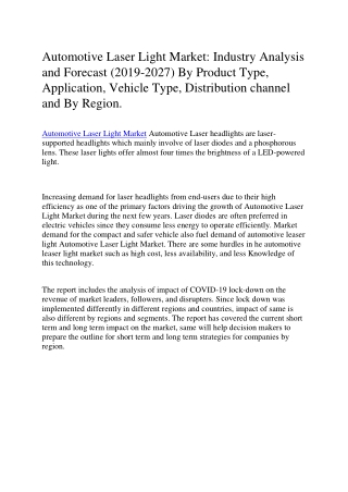 Automotive Laser Light Market