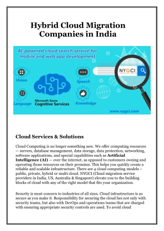 Hybrid Cloud Migration Companies in India