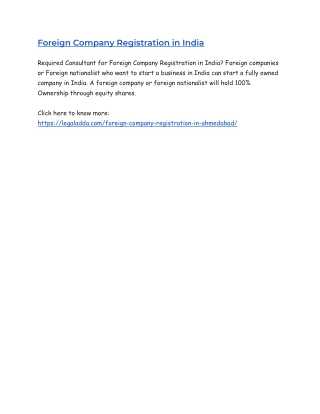 Foreign Company Registration in India