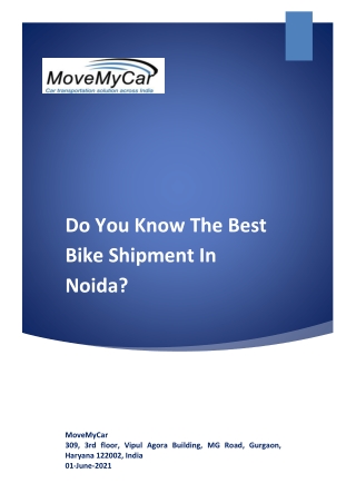 MoveMyCar Provides The Best Bike Transport Services in Noida