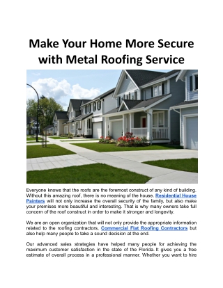 Make Your Home More Secure with Metal Roofing Service.docx