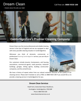 Cambridgeshire’s Premier Cleaning Company