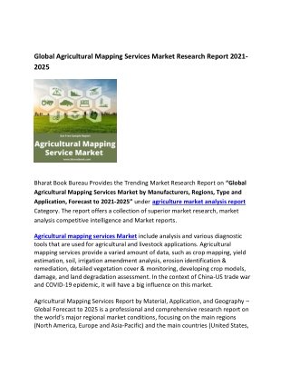 Global Agricultural Mapping Services Market Research Report 2021-2025