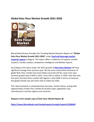 Global Keto Flour Market Size Forecast to 2021-2026