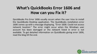 What’s QuickBooks Error 1606 and How can you Fix it?