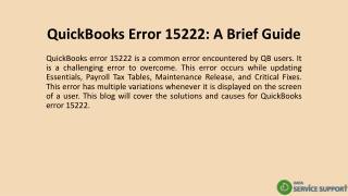 QuickBooks Error 15222: A Brief Guide