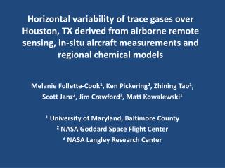 Horizontal variability of trace gases over Houston, TX derived from airborne remote sensing, in-situ aircraft measuremen