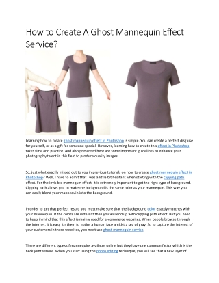 How to Create A Ghost Mannequin Effect Service
