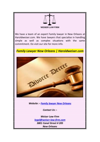 Family Lawyer New Orleans  Haroldweiser.com