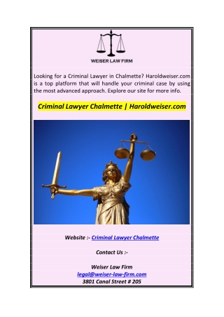 Criminal Lawyer Chalmette  Haroldweiser.com