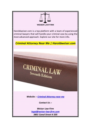 Criminal Attorney Near Me  Haroldweiser.com