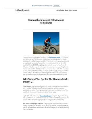 Diamondback Insight 2 Review and its Features