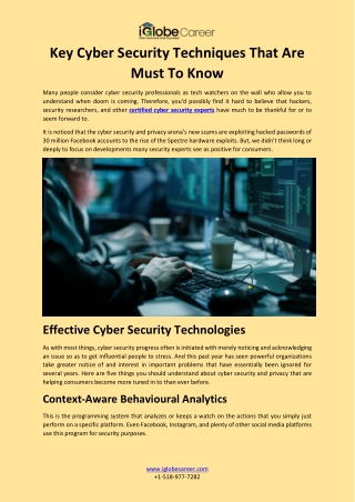 Key Cyber Security Techniques That Are Must To Know