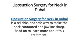 Liposuction Surgery for Neck in Dubai