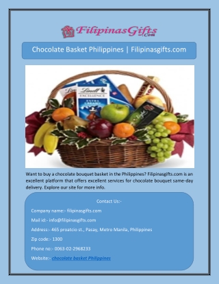 Chocolate Basket Philippines | Filipinasgifts.com