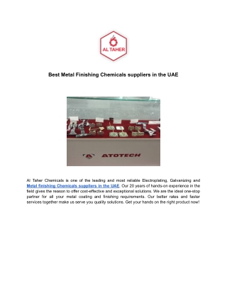 Best Metal Finishing Chemicals suppliers in the UAE