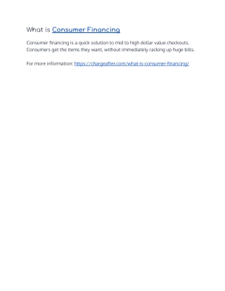 What is Consumer Financing