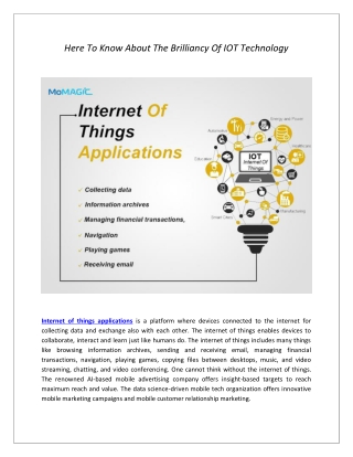 Here To Know About The Brilliancy Of IOT Technology
