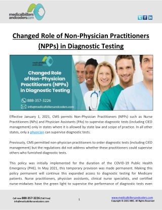 Changed Role of Non-Physician Practitioners (NPPs) in Diagnostic Testing