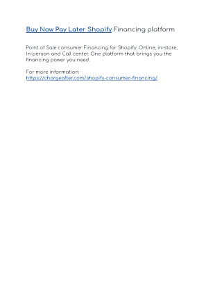 Shopify Point of Sale Consumer Financing platform