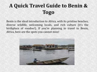 A Quick Travel Guide to Benin & Togo