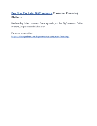 BigCommerce Buy Now Pay Later Consumer Financing Platform