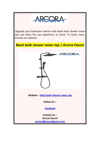 Black bath shower mixer tap  Arcora Faucet